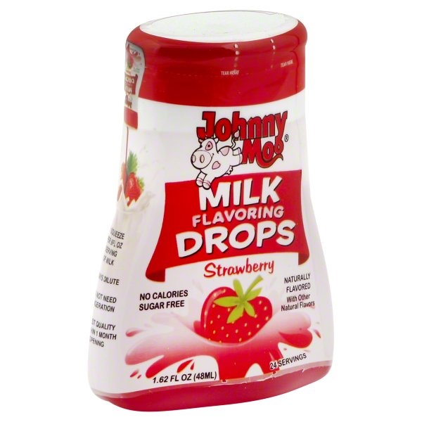 slide 1 of 1, Johnny Moo Milk Flavoring Drops, Strawberry, 1.62 oz