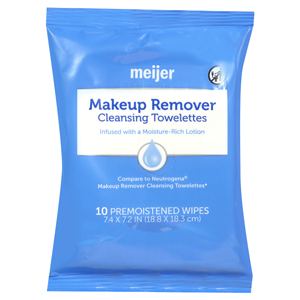 slide 1 of 1, Meijer Makeup Remover Cleansing Towelettes, 10 ct