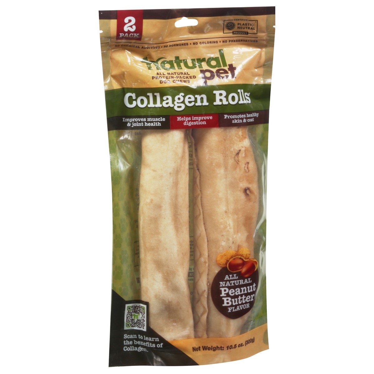 slide 2 of 9, Natural Pet Collagen Rolls Peanut Butter Flavor Dog Chews 2 ea, 2 ct