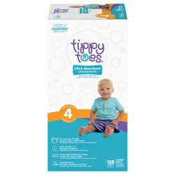 Tippy Toes Ultra Absorbent Diapers Size 4 (22-37 lb) Giant Pack 128 ct