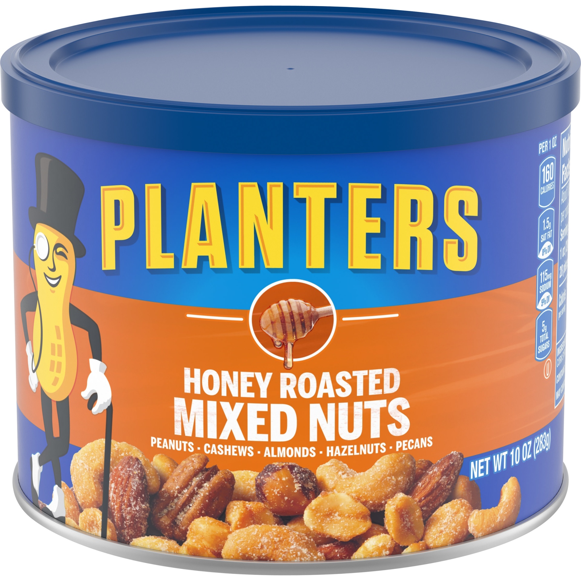 slide 1 of 2, Planters Honey Roasted Mixed Nuts with Peanuts, Cashews, Almonds, Hazelnuts & Pecans, 10 oz