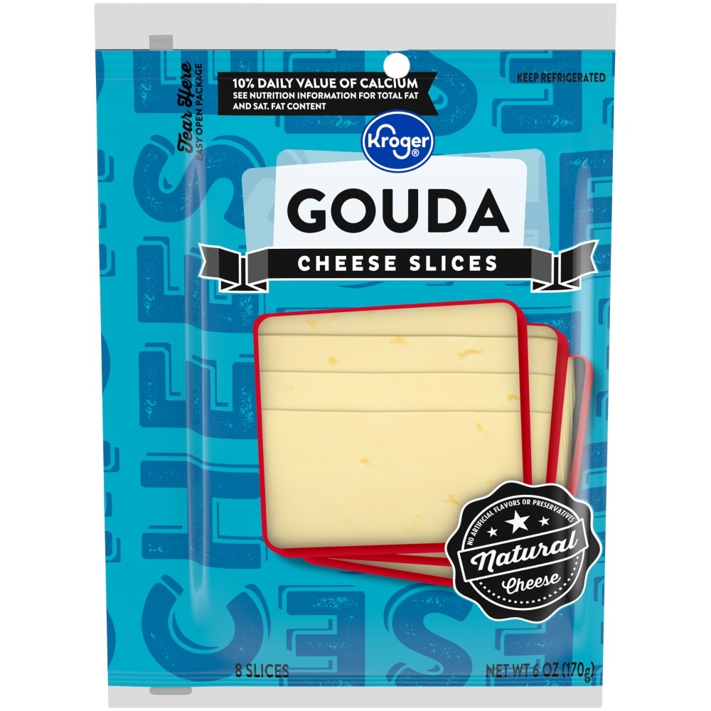 slide 1 of 1, Kroger Gouda Cheese Slices, 6 oz
