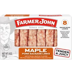 Farmer John Maple Pork Sausage Links 8 ea, JUL Dated