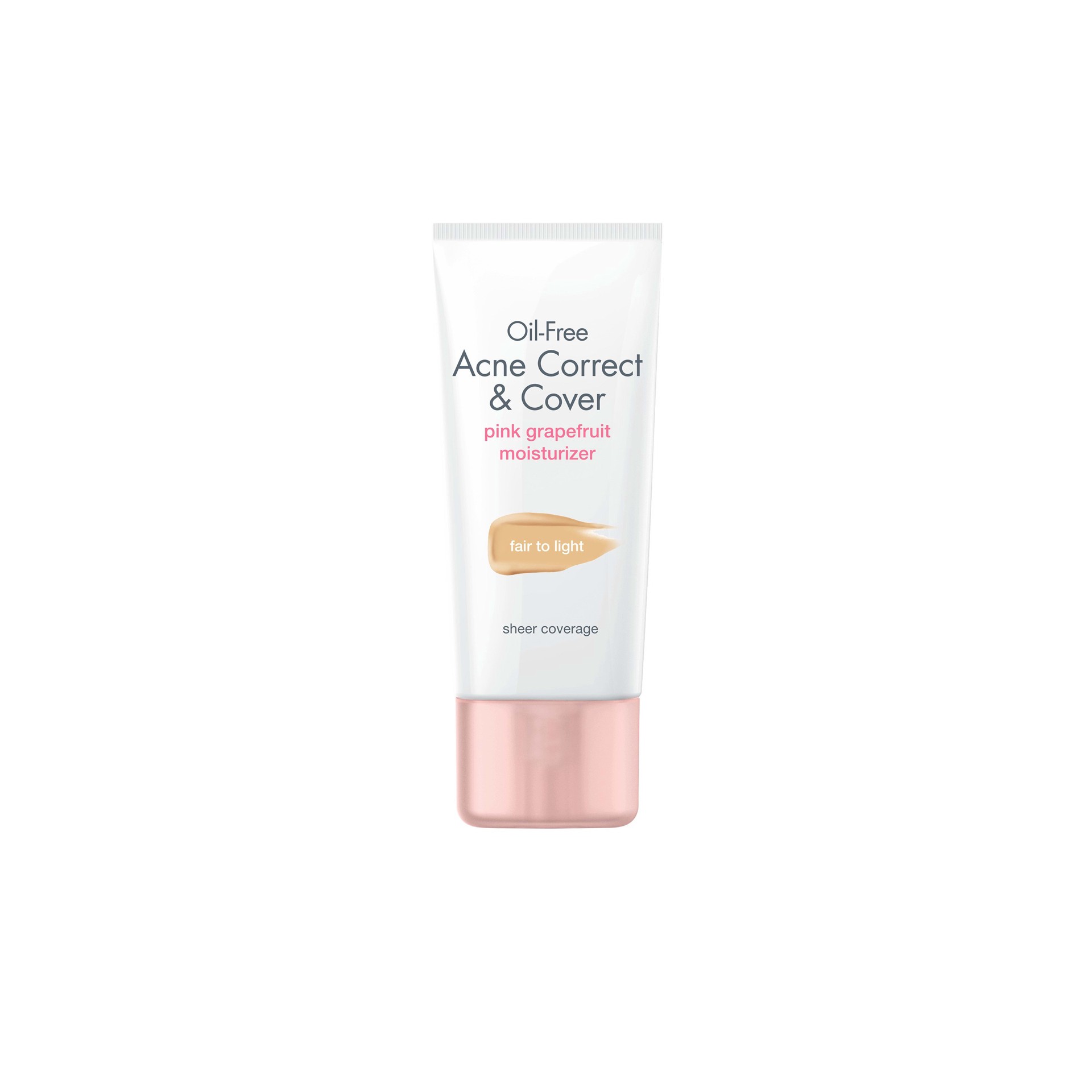 slide 2 of 5, NEUTROGENA Oil-Free Acne Moisturizer Correct & Cover Pink Grapefruit, Medium to Tan, 1.7 Fl. Oz, 1.7 oz