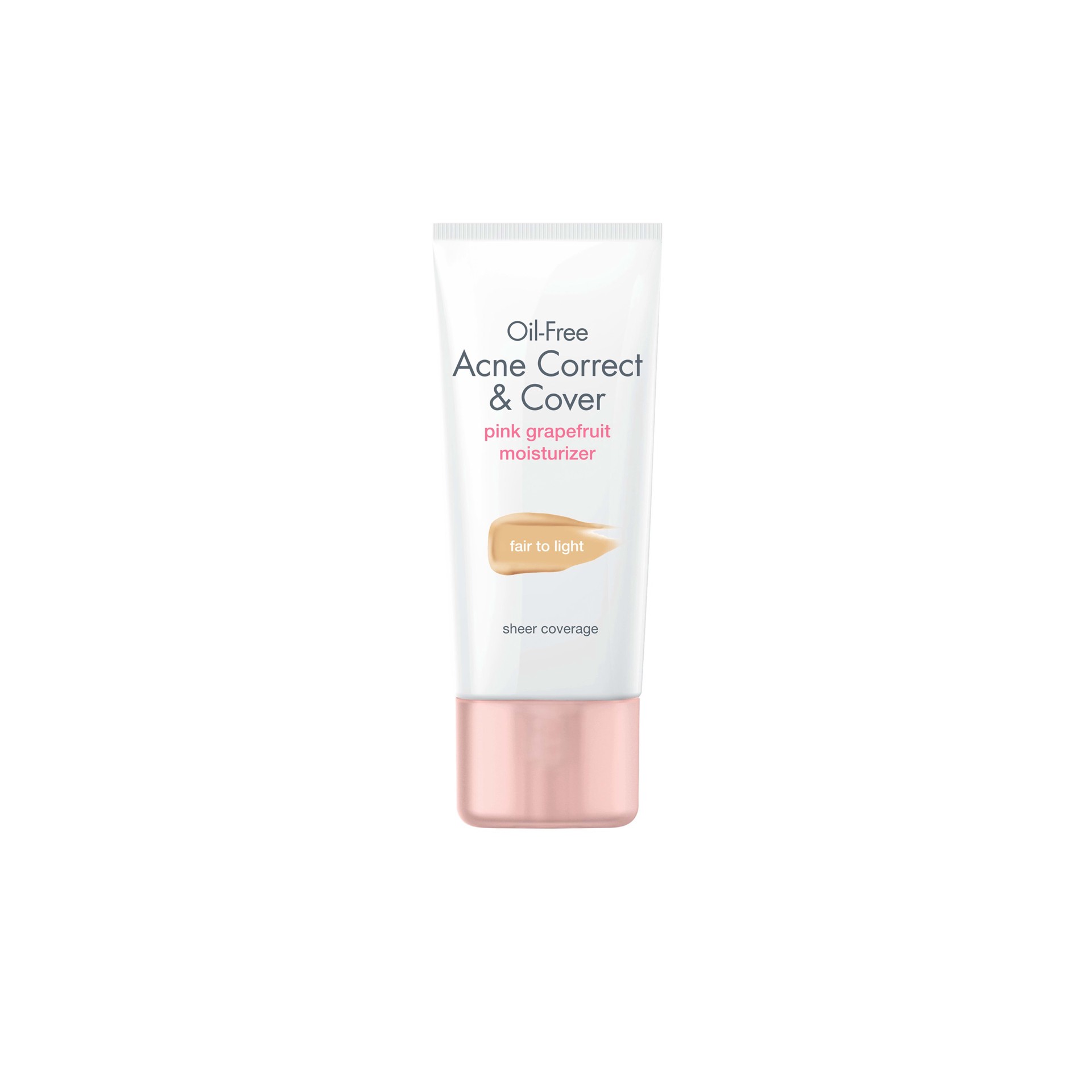 slide 1 of 5, NEUTROGENA Oil-Free Acne Moisturizer Correct & Cover Pink Grapefruit, Medium to Tan, 1.7 Fl. Oz, 1.7 oz