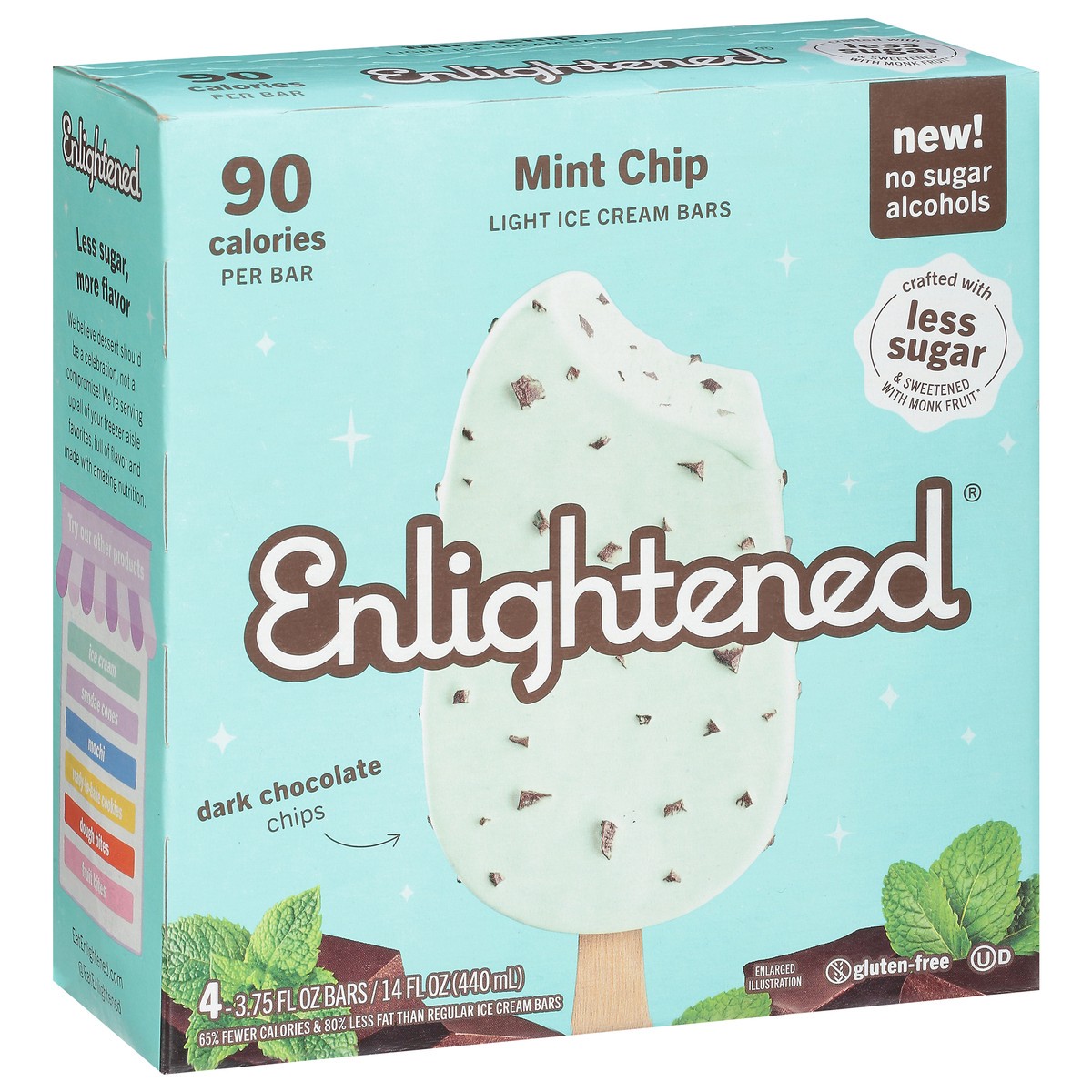 slide 5 of 9, Enlightened Light Mint Chip Ice Cream Bars 4 ea, 15 oz