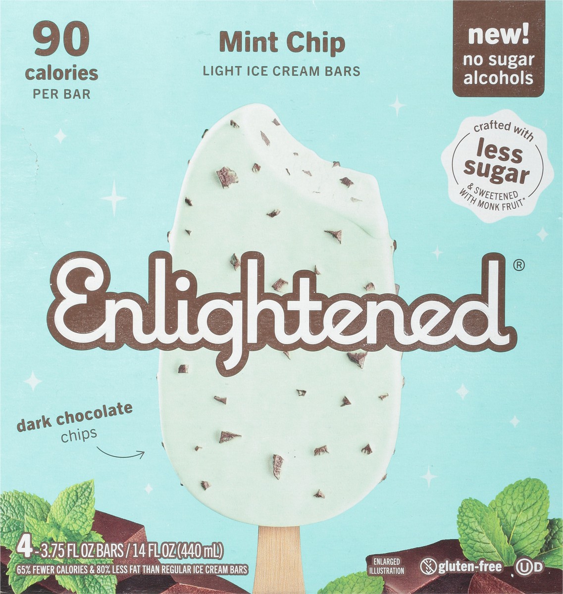 slide 3 of 9, Enlightened Light Mint Chip Ice Cream Bars 4 ea, 15 oz