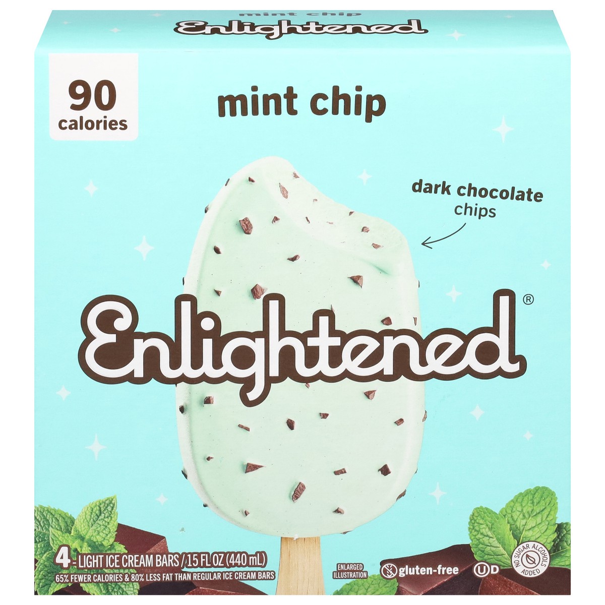 slide 1 of 9, Enlightened Light Mint Chip Ice Cream Bars 4 ea, 15 oz