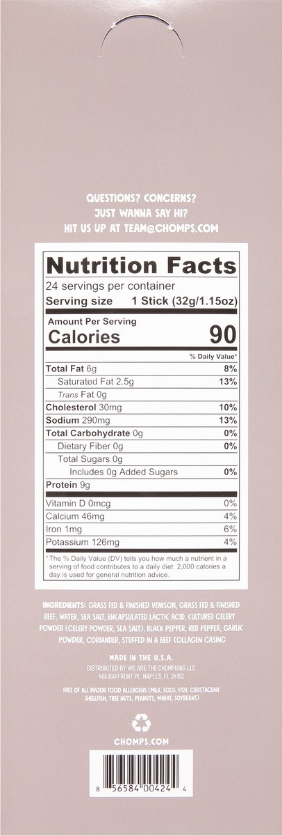 slide 3 of 13, Chomps Venison Pepper Salt, 1.1 oz