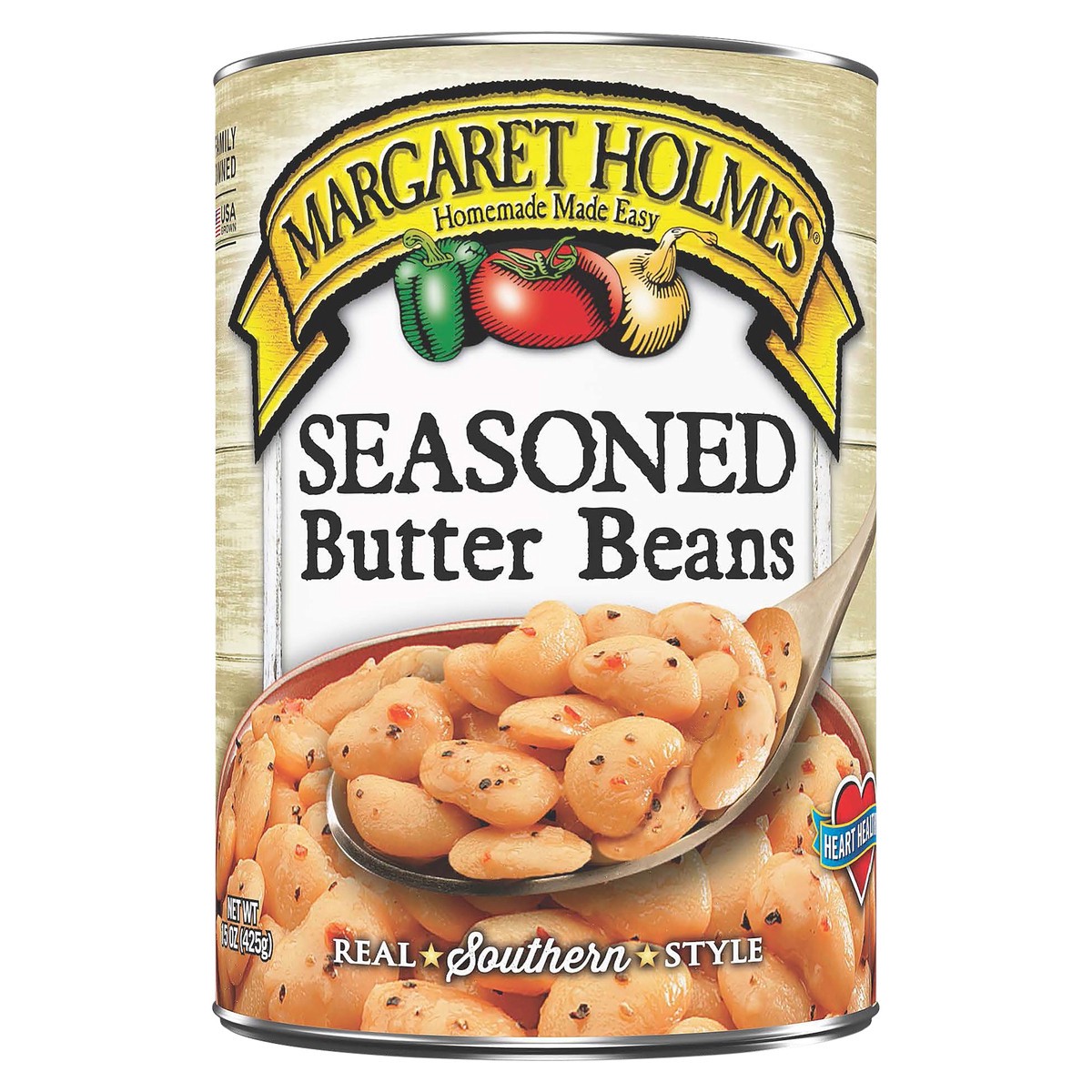 slide 1 of 1, Margaret Holmes Seasoned Butter Beans, 15 oz