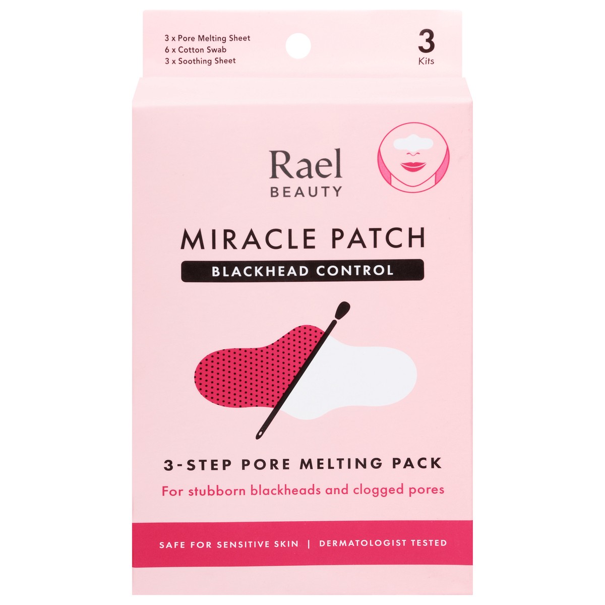 slide 1 of 13, Rael Beauty 3-Step Pore Melting Pack Miracle Patch Blackhead Control 3 Kits, 3 ct