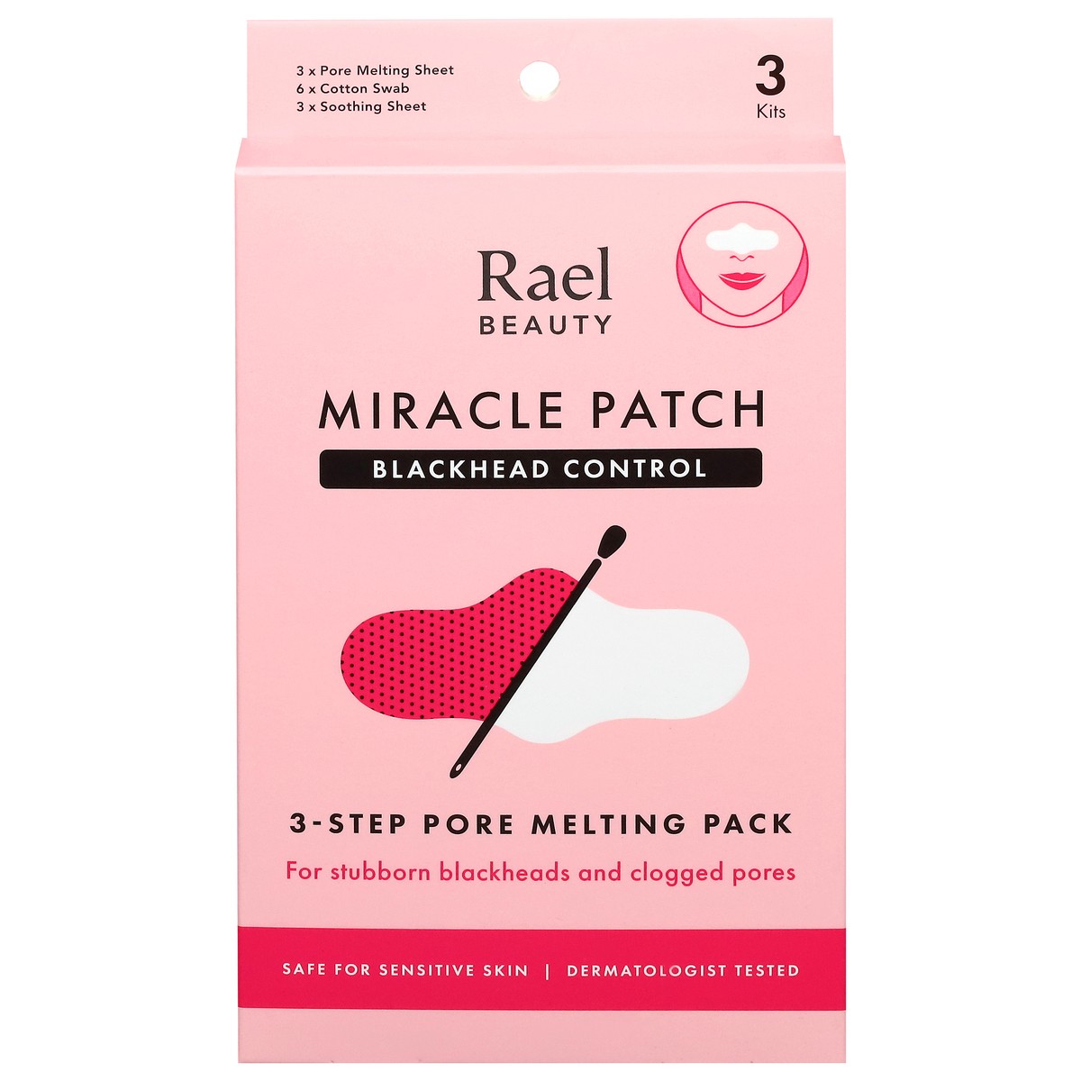 slide 1 of 14, Rael Beauty 3-Step Pore Melting Pack Miracle Patch Blackhead Control 3 Kits, 3 ct
