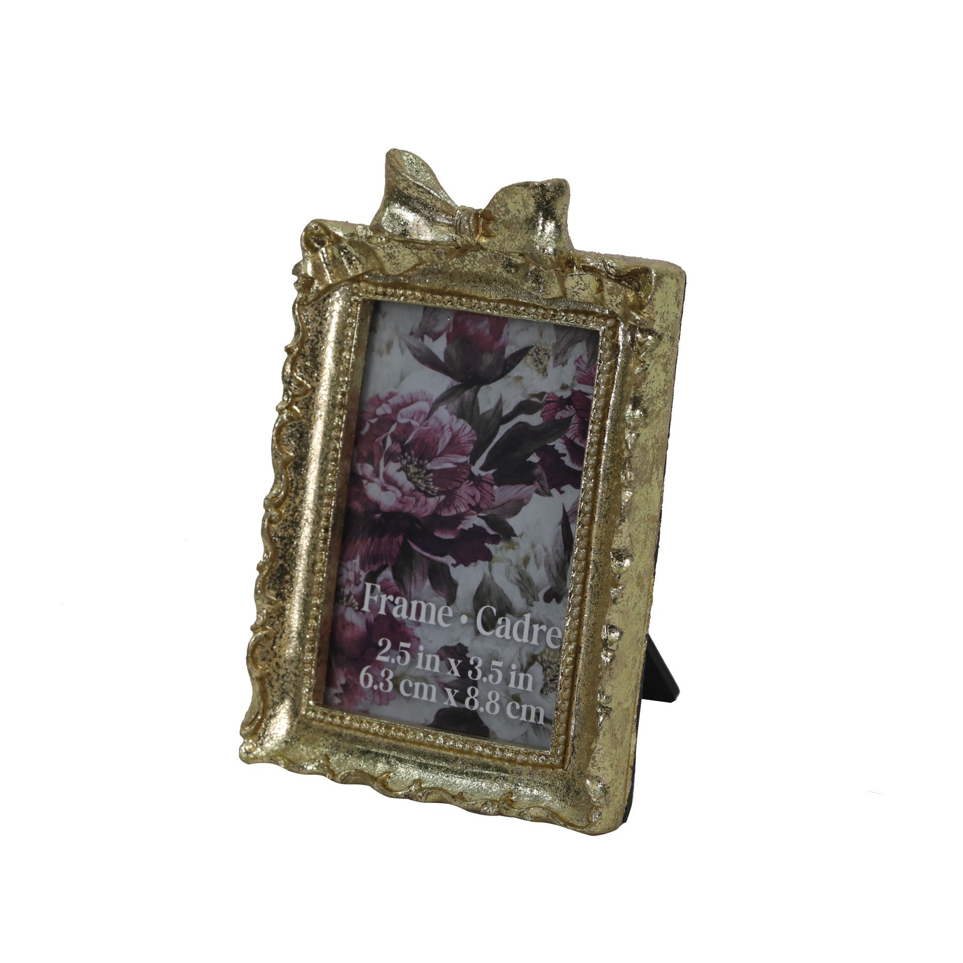 slide 2 of 3, 2.5" X 3.5" Gold Bow Tabletop Frame By Ashland, 2.5 in x 3.5 in