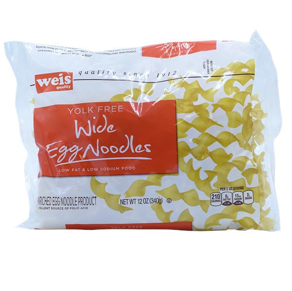 slide 1 of 1, Weis Quality Yolk Free Wide Egg Noodles Pasta, 12 oz