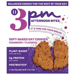 3PM Afternoon Bites Soft-Baked Oat Cookies - Cranberry Flaxseed