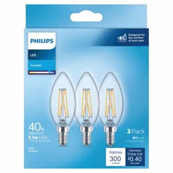Philips 3.3-Watt (40-Watt) Ba11 Candelabra Base Led Light Bulbs