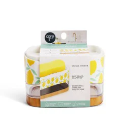 Core Kitchen Lemon Print Soap Dispensing Sponge Holder