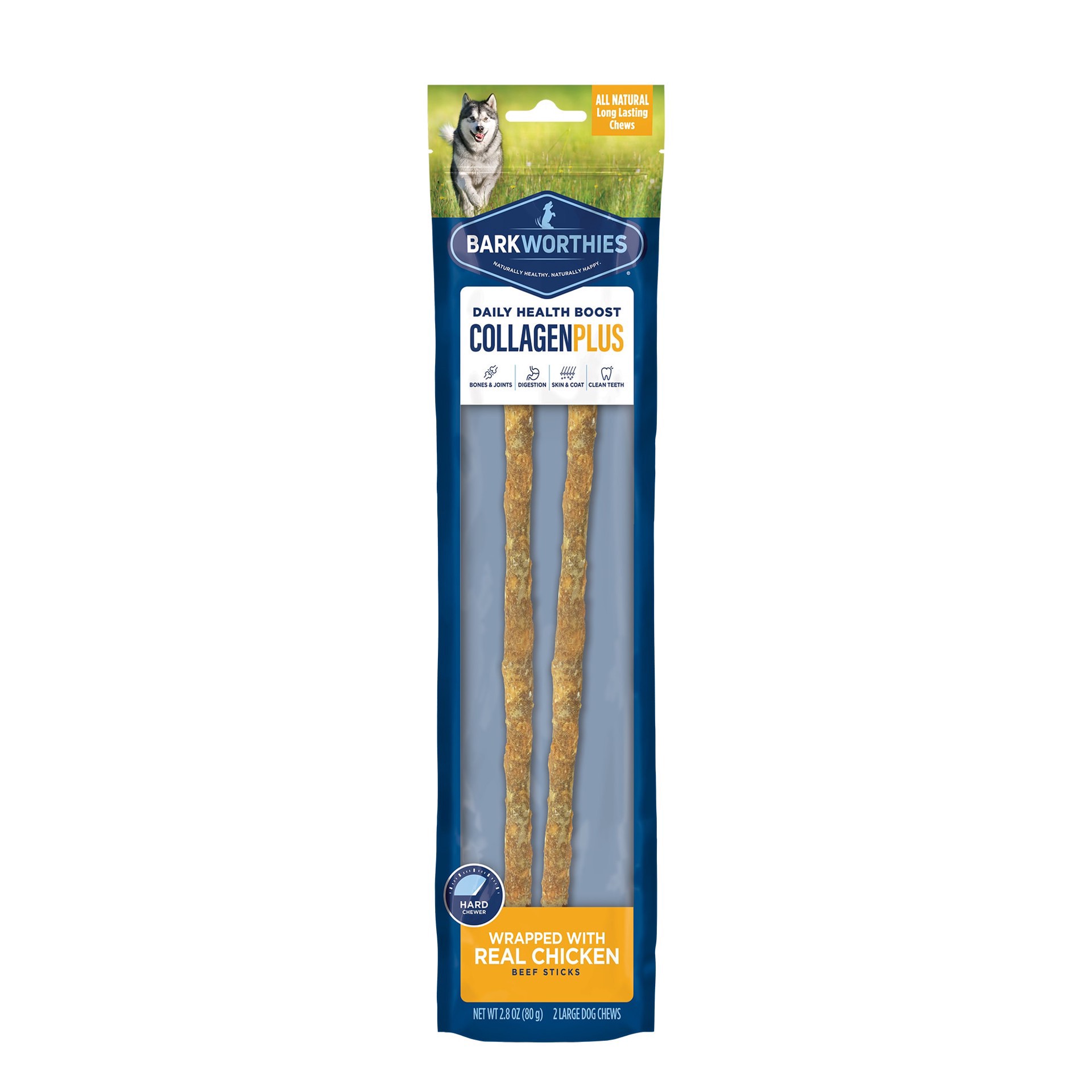 slide 1 of 1, Barkworthies 12" Chicken Wrapped Collagen Dog Sticks, 2.8 oz., Pack of 2, 12 in