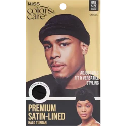 Kiss Colors & Care Satin-Lined Premium Halo Turban, Black