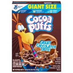 Cocoa Puffs, Chocolatey Breakfast Cereal, Made with Whole Grain, Giant Size, 25.8 oz