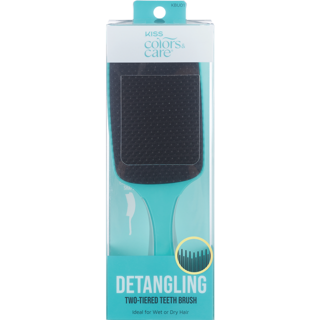 slide 1 of 1, KISS Colors & Care Two-Tiered Wide-Paddle Wet/Dry Detangling Brush, 1 ct