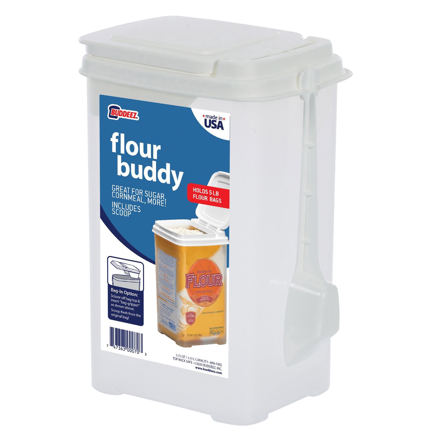 slide 1 of 1, BUDDEEZ Flour Buddy All Purpose Dispenser, 3.75 qt