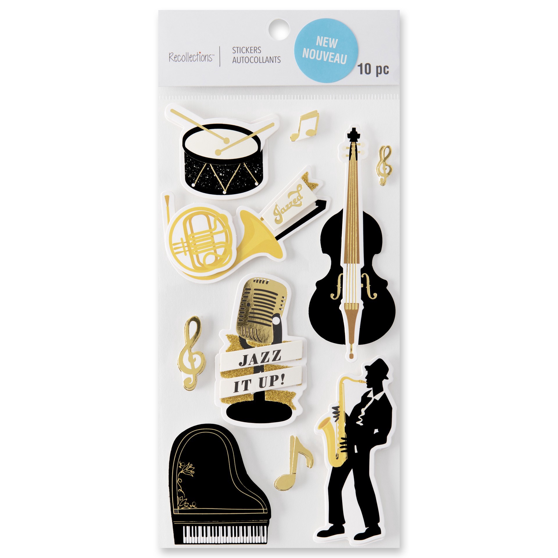slide 3 of 6, Jazz Music Stickers By Recollections, 4 in x 7 in