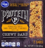 slide 1 of 1, Kroger Protein Chewy Peanut Butter & Dark Chocolate Bars, 5 ct; 1.4 oz