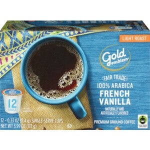 slide 1 of 1, CVS Gold Emblem Gold Emblem Fair Trade French Vanilla Premium Ground Coffee Single-Serve Cups, 12 Ct, 3.99 oz