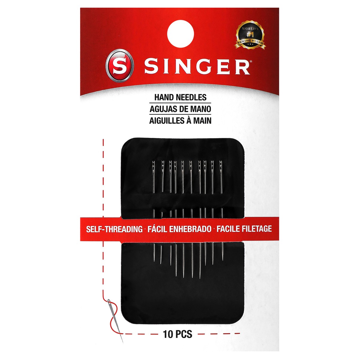 slide 1 of 2, SINGER Assorted Self-Threading Hand Needles, 10 Count, 10 ct