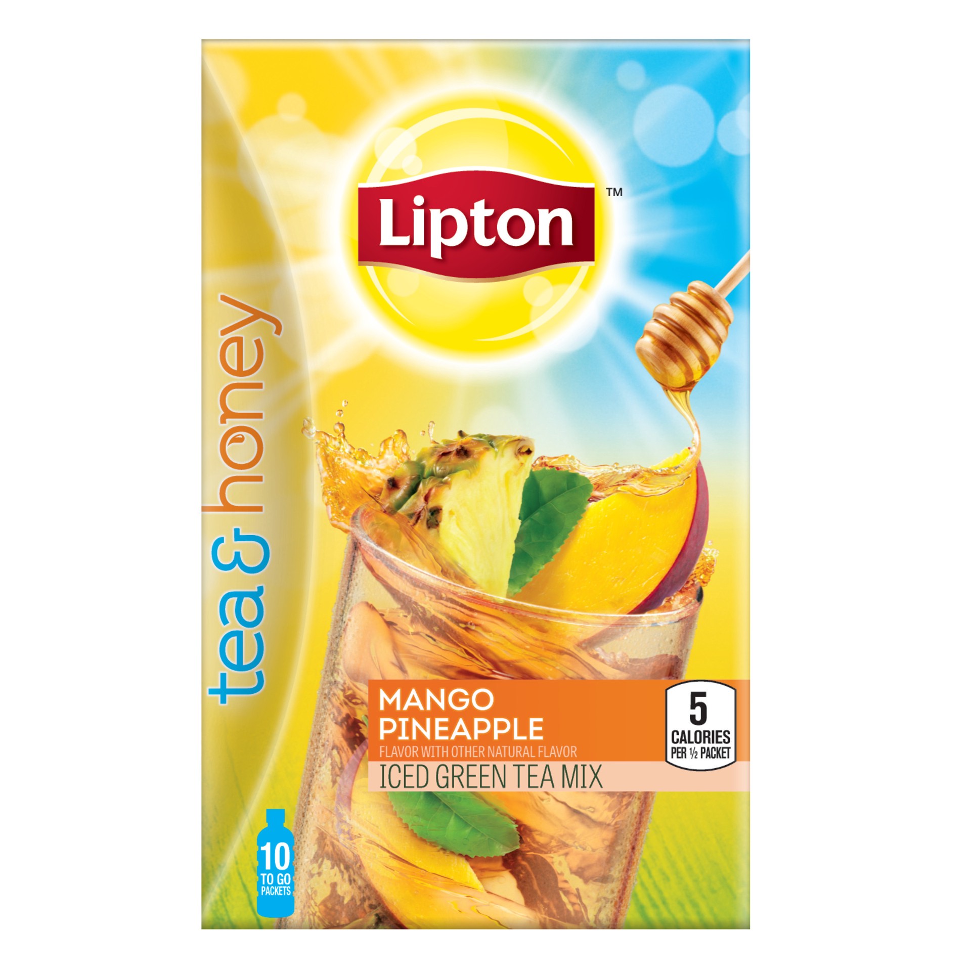 slide 1 of 5, Lipton Tea and Honey Iced Tea To Go Packets Mango Pineapple, 10 ct, 10 ct