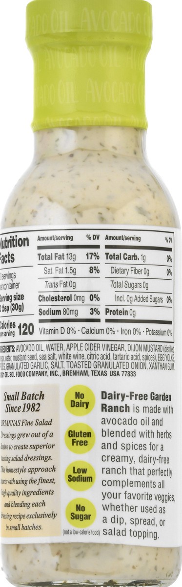 slide 12 of 12, BRIANNAS Dairy-Free Garden Ranch Avocado Oil Dressing 10 oz, 10 oz