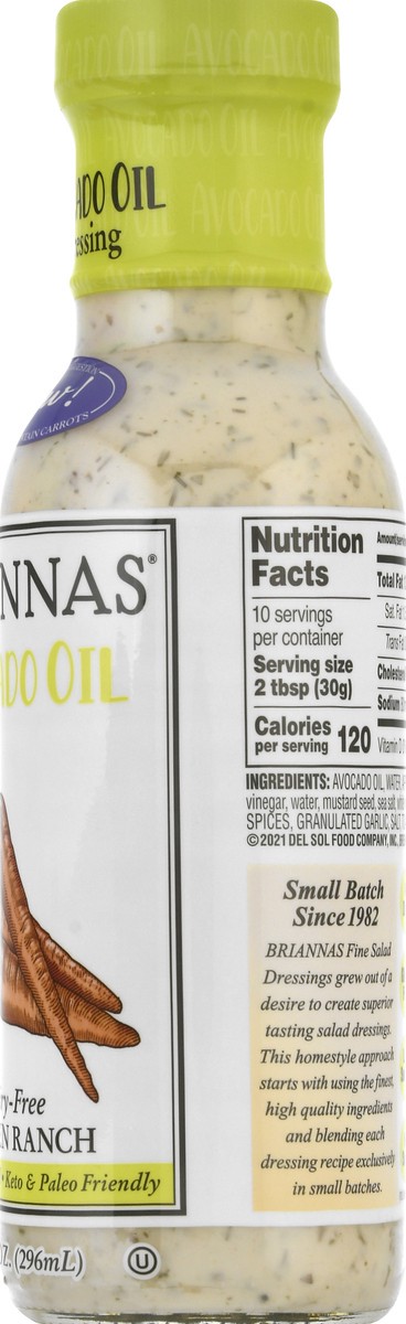 slide 8 of 12, BRIANNAS Dairy-Free Garden Ranch Avocado Oil Dressing 10 oz, 10 oz