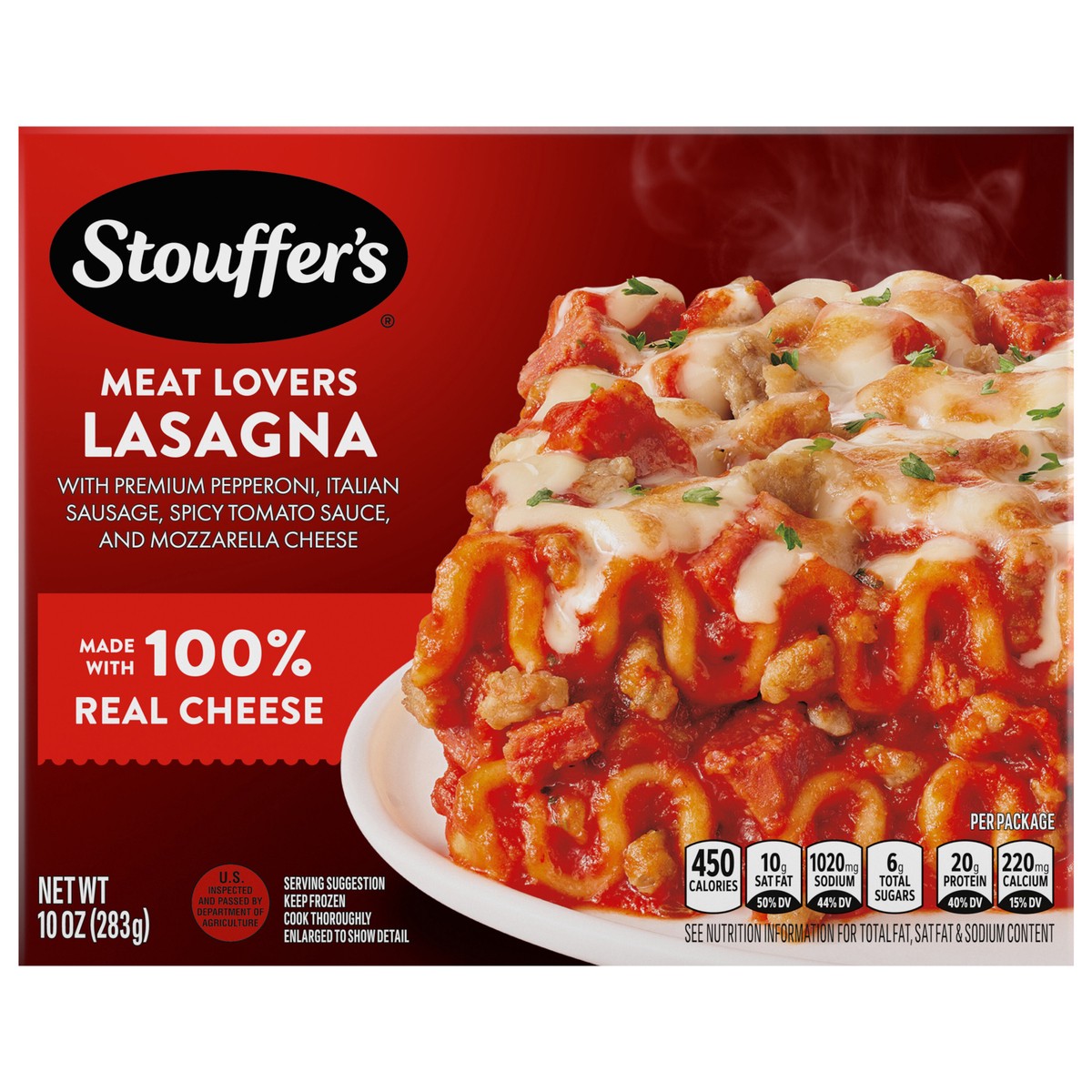 slide 1 of 6, Stouffer's Meat Lovers Lasagna Frozen Meal 10 oz., 10 oz