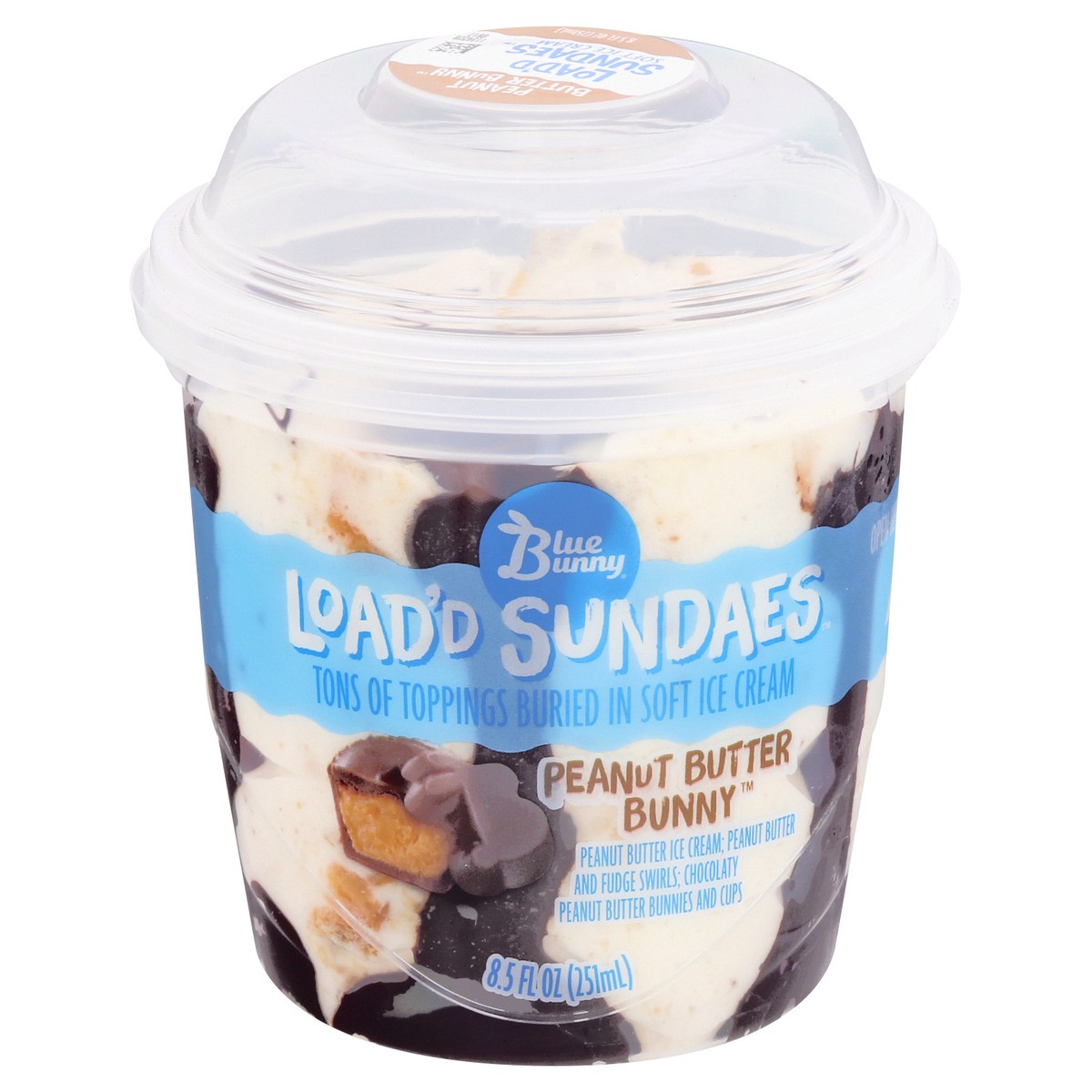 slide 1 of 12, Blue Bunny Load'd Sundaes Peanut Butter Bunny, Frozen Dessert Cup, 8.5 fl oz, 8.50 fl oz