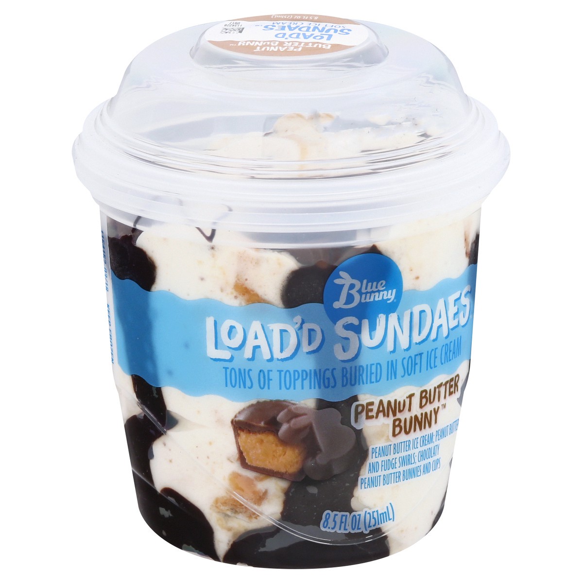 slide 6 of 12, Blue Bunny Load'd Sundaes Peanut Butter Bunny, Frozen Dessert Cup, 8.5 fl oz, 8.50 fl oz