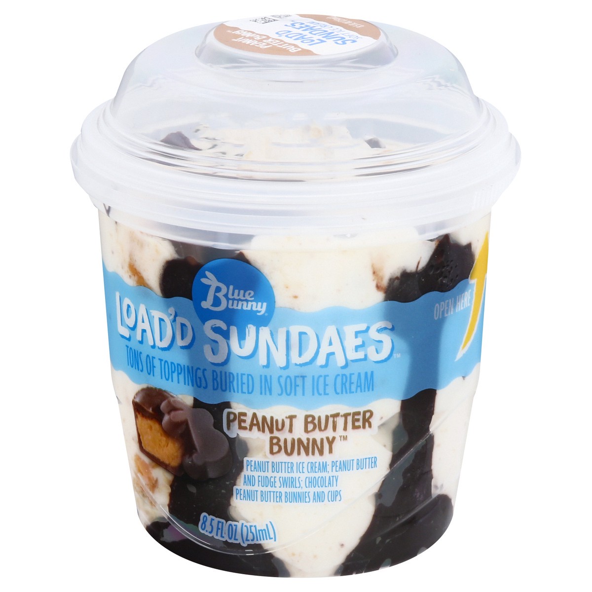 slide 9 of 12, Blue Bunny Load'd Sundaes Peanut Butter Bunny, Frozen Dessert Cup, 8.5 fl oz, 8.50 fl oz