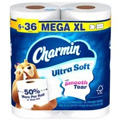 Charmin Ultra Soft Toilet Paper 6 Mega XL Rolls, 336 Sheets Per Roll