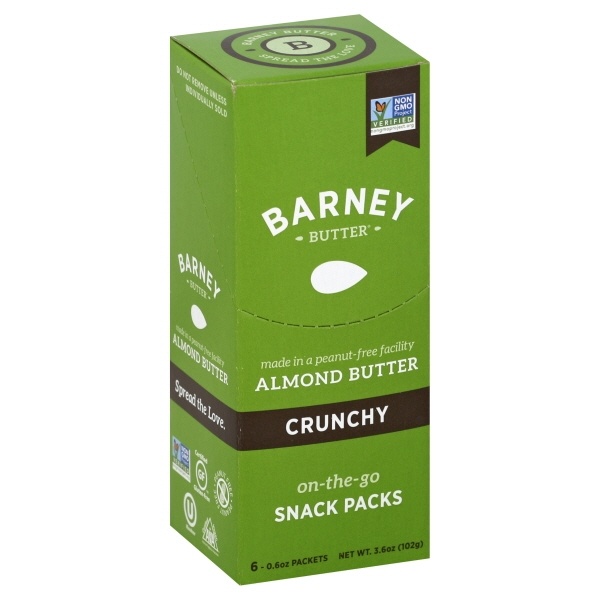 slide 1 of 1, Barney Butter Crunchy Almond Butter On the Go Snack Packs, 6 ct