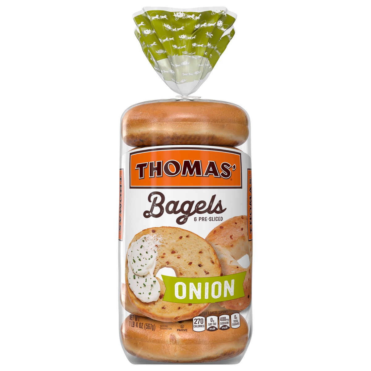 Thomas' Onion Bagels, 6 PreSliced 20 oz Shipt
