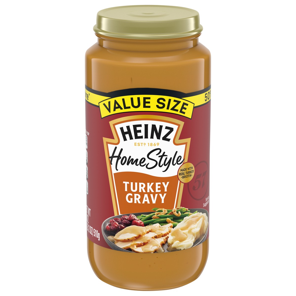slide 1 of 5, Heinz HomeStyle Roasted Turkey Gravy Value Size, 18 oz Jar, 18 oz