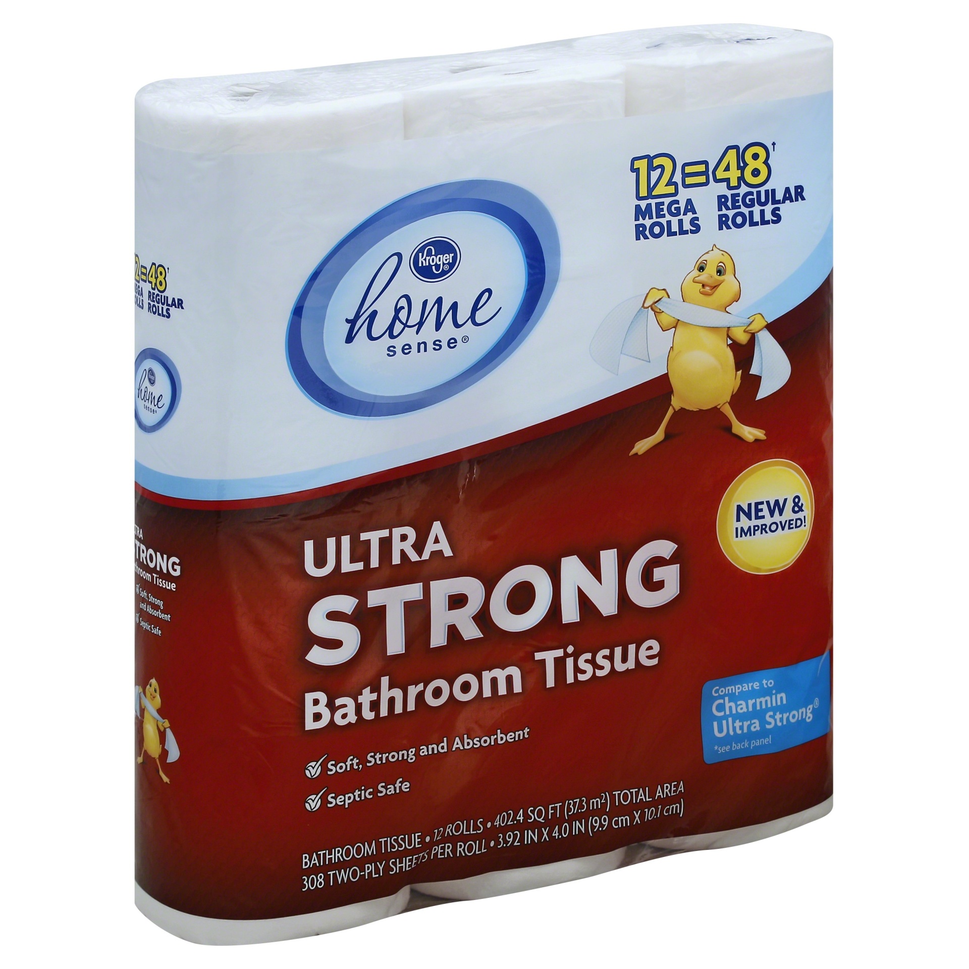 slide 1 of 1, Kroger Home Sense Ultra Strong Bath Tissue Mega Rolls, 12 ct