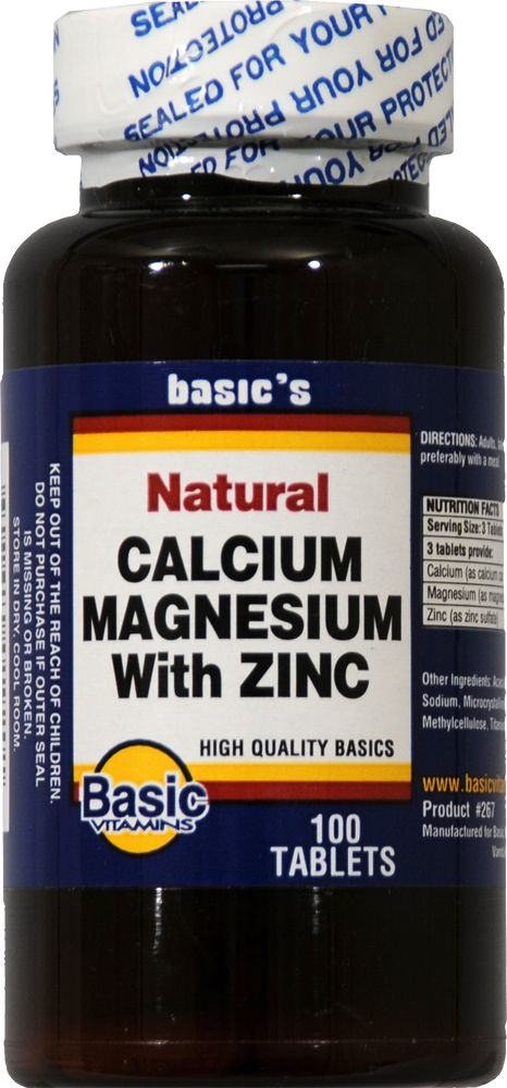 slide 1 of 1, Basic Calcium Plus Magnesium with Zinc Vitamins, 100 ct