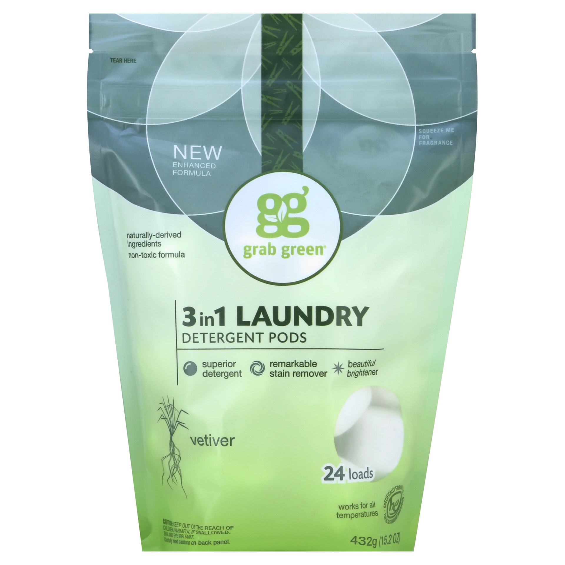 slide 1 of 2, Grab Green Vetiver Dishwashing Detergent Packs, 15.2 oz