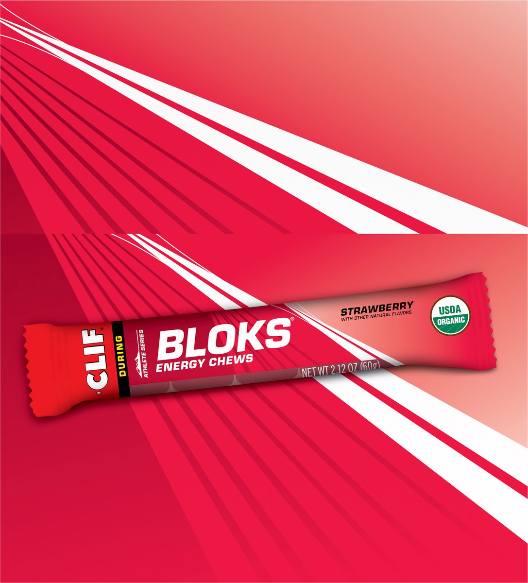slide 4 of 12, CLIF BLOKS - Strawberry Flavor - Energy Chews - Non-GMO - Plant Based - Fast Fuel for Cycling and Running - Quick Carbohydrates and Electrolytes - 2.12 oz. (18 Count), 38.16 oz