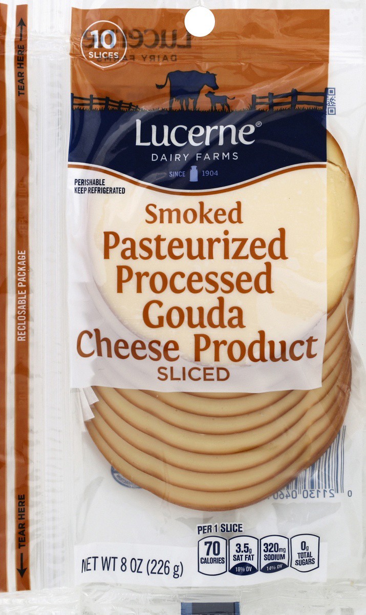 slide 2 of 3, Lucerne Dairy Farms Smoked Pasteurized Processed Gouda Cheese Slices, 8 oz