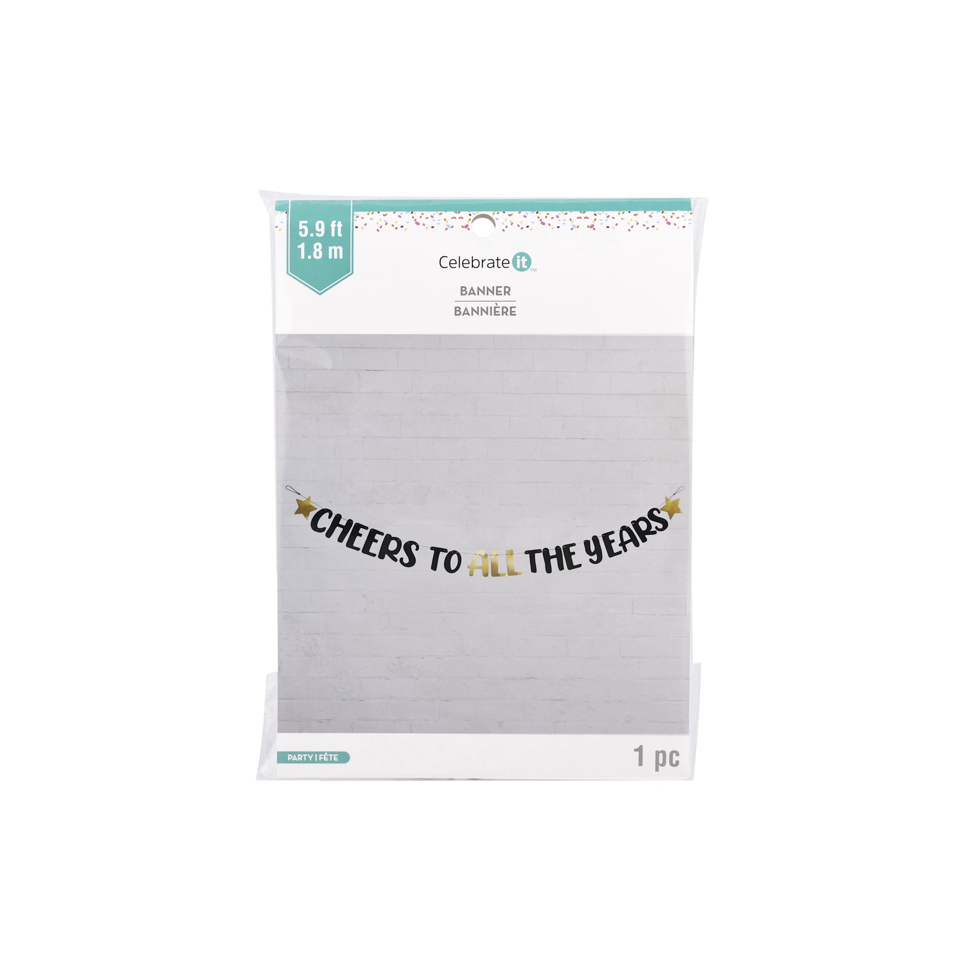 slide 3 of 3, 6ft. Black & Gold All The Years Banner By Celebrate It, 6 ft