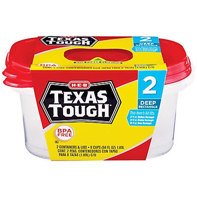 slide 1 of 1, Texas Tough Deep Rectangle Food Storage Containers, 2 ct; 64 oz