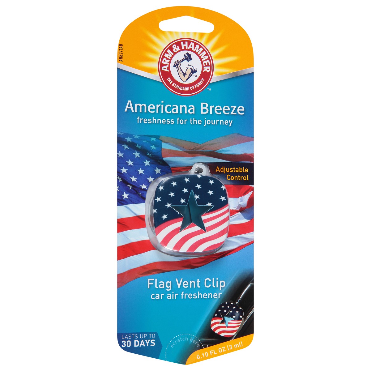 slide 11 of 11, ARM & HAMMER Flag Vent Clip Americana Breeze Car Air Freshener 0.10 fl oz, 0.1 fl oz