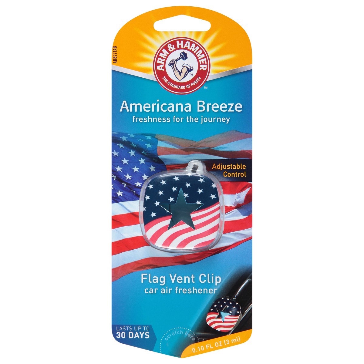slide 10 of 11, ARM & HAMMER Flag Vent Clip Americana Breeze Car Air Freshener 0.10 fl oz, 0.1 fl oz